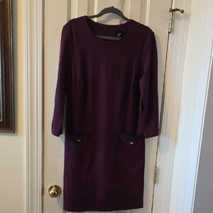 JH DESIGN BRAND WOMEN'S PLUS SIZE LONG SLEEVES PURPLE DRESS SIZE 14